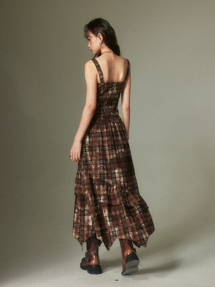 Adjustable Plaid Strap Dress - Retro-Inspired Fashion - sneakershuborg