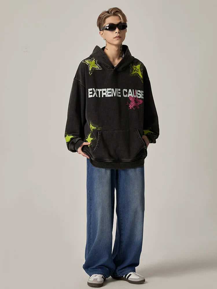 Extreme Cause Grunge Graphic Oversized Hoodie - sneakershuborg