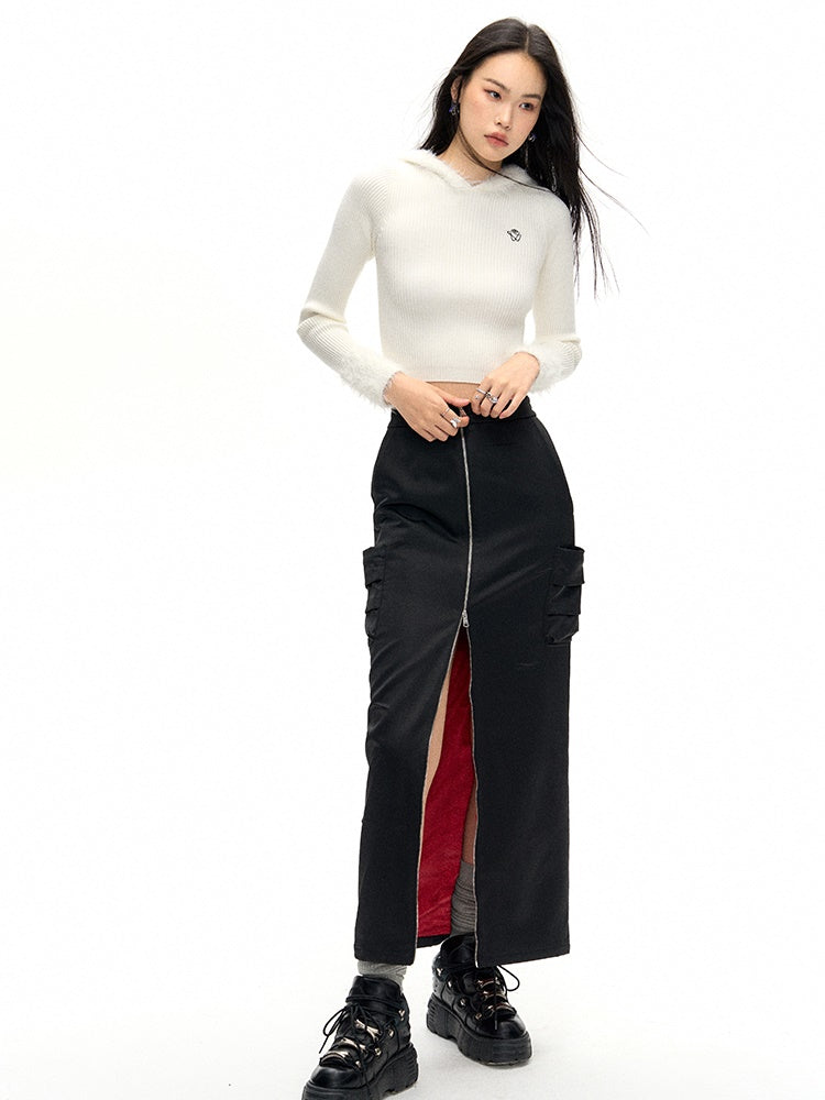 Zippered Slit Work Skirt - sneakershuborg