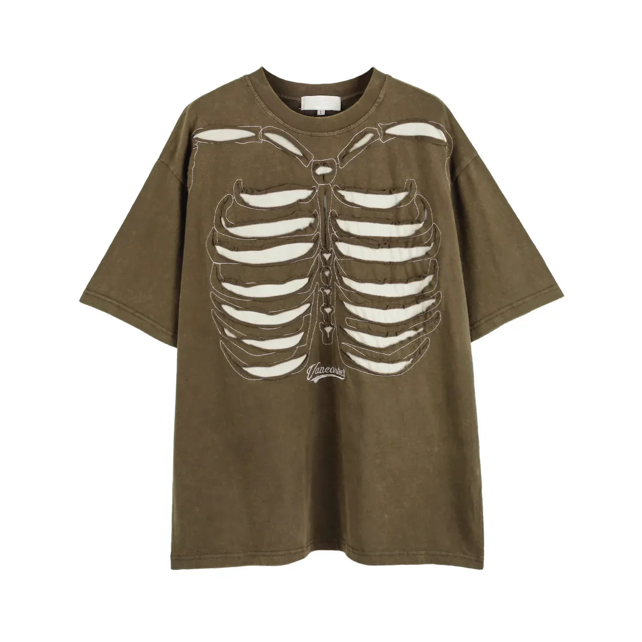 Skeleton Ribcage Mesh Cutout Oversized T-Shirt sneakershuborg