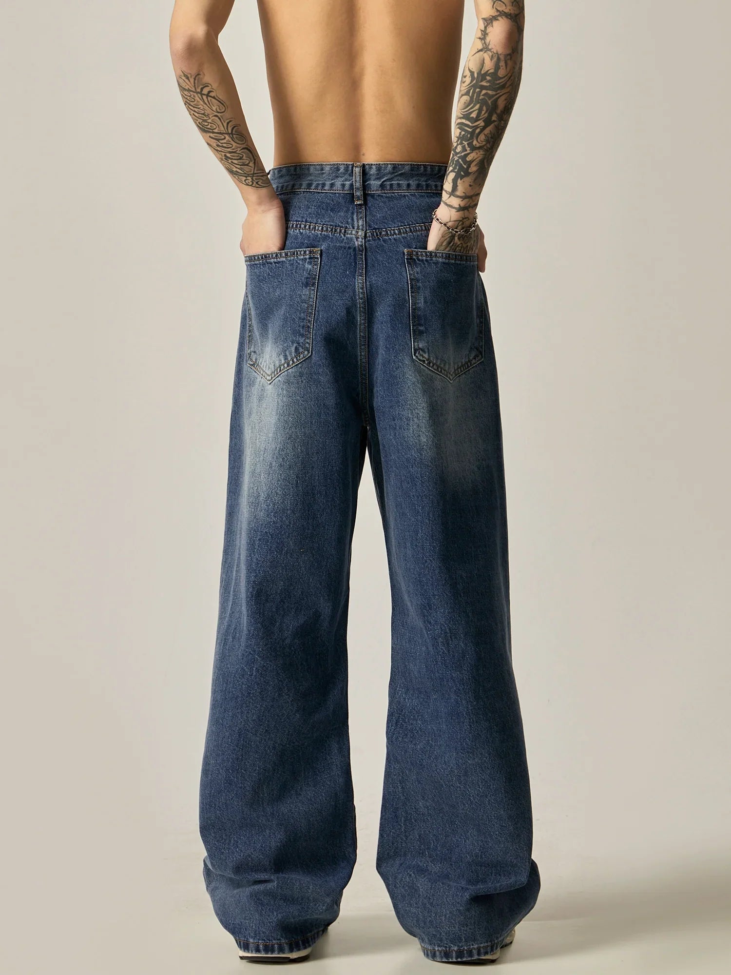 Ombre Fade Wide-Leg Vintage Denim Jeans sneakershuborg