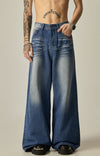 Wide-Leg Distressed Gradient Wash Denim Jeans sneakershuborg