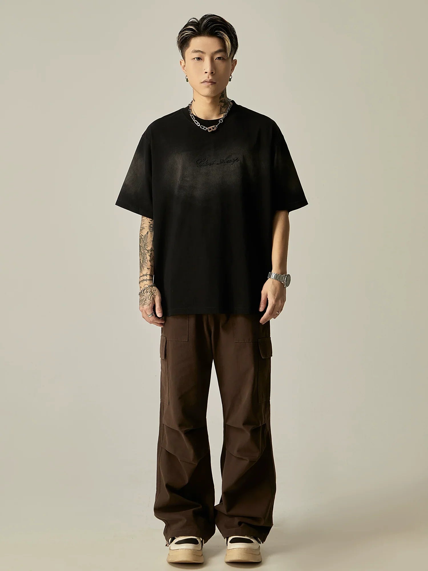 Tonal Embossed Logo Oversized Tee sneakershuborg