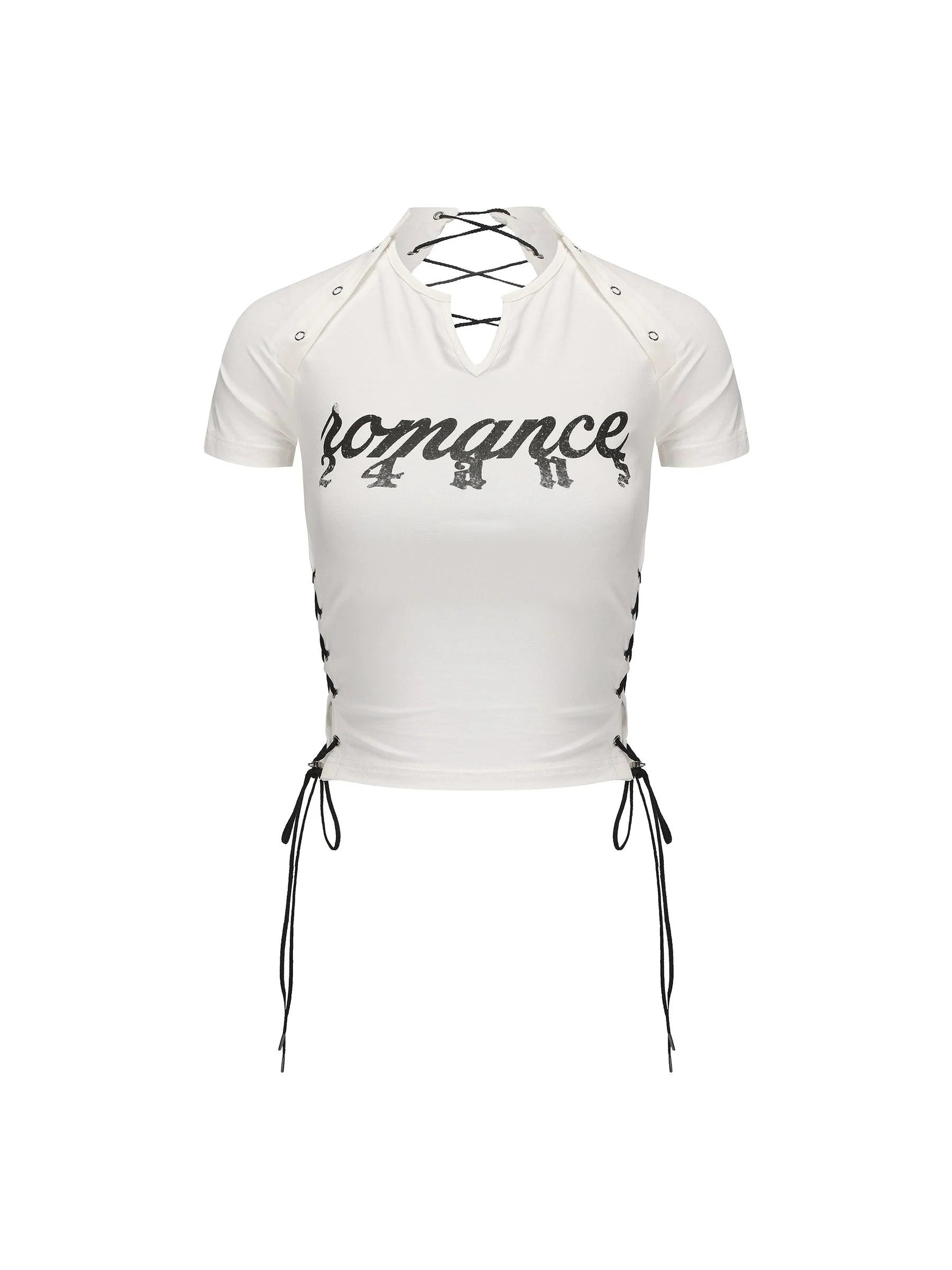 24Ans Lace-Up Graphic Crop Top - Women'S Short Sleeve Side-Tie T-Shirt - sneakershuborg