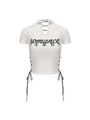 24Ans Lace-Up Graphic Crop Top - Women'S Short Sleeve Side-Tie T-Shirt - sneakershuborg