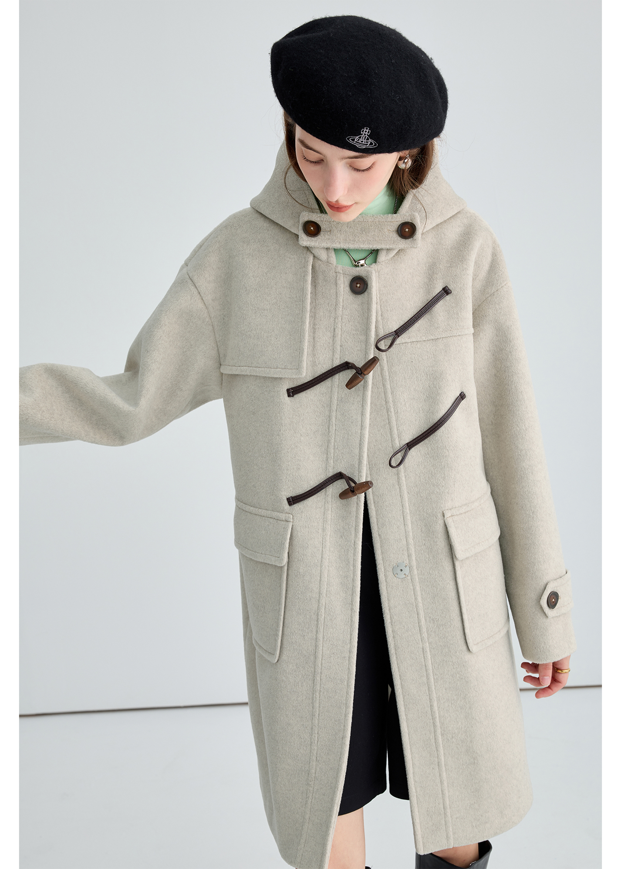 Winter Thick Woolen Coat With Horn Buttons - sneakershuborg