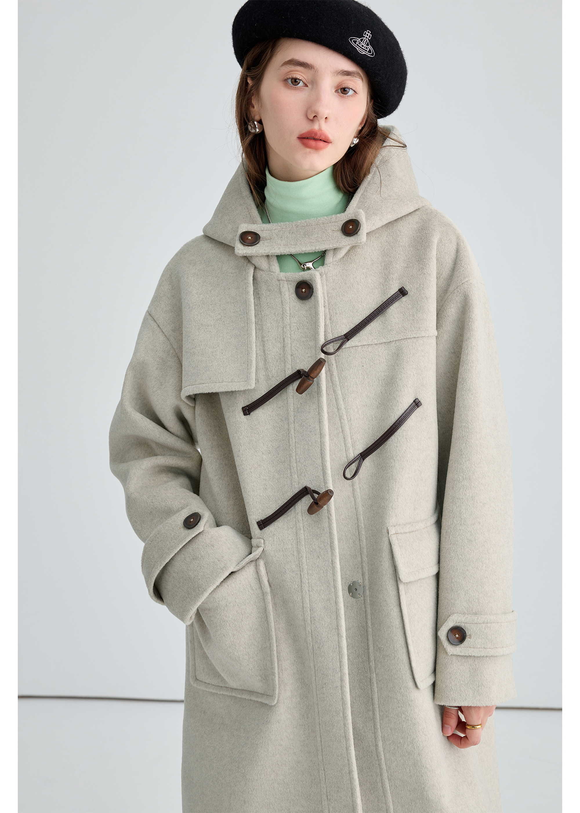 Winter Thick Woolen Coat With Horn Buttons - sneakershuborg