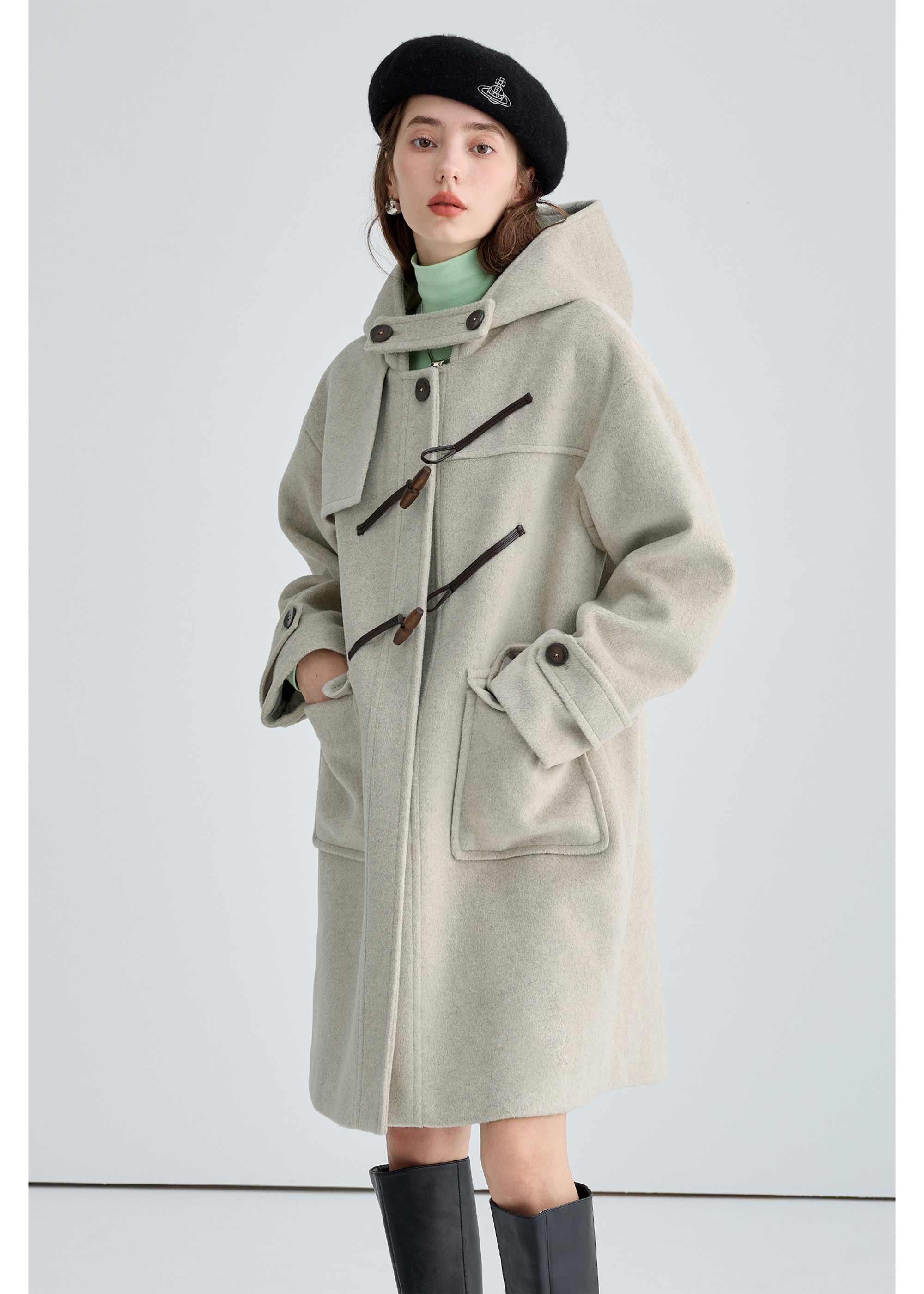 Winter Thick Woolen Coat With Horn Buttons - sneakershuborg