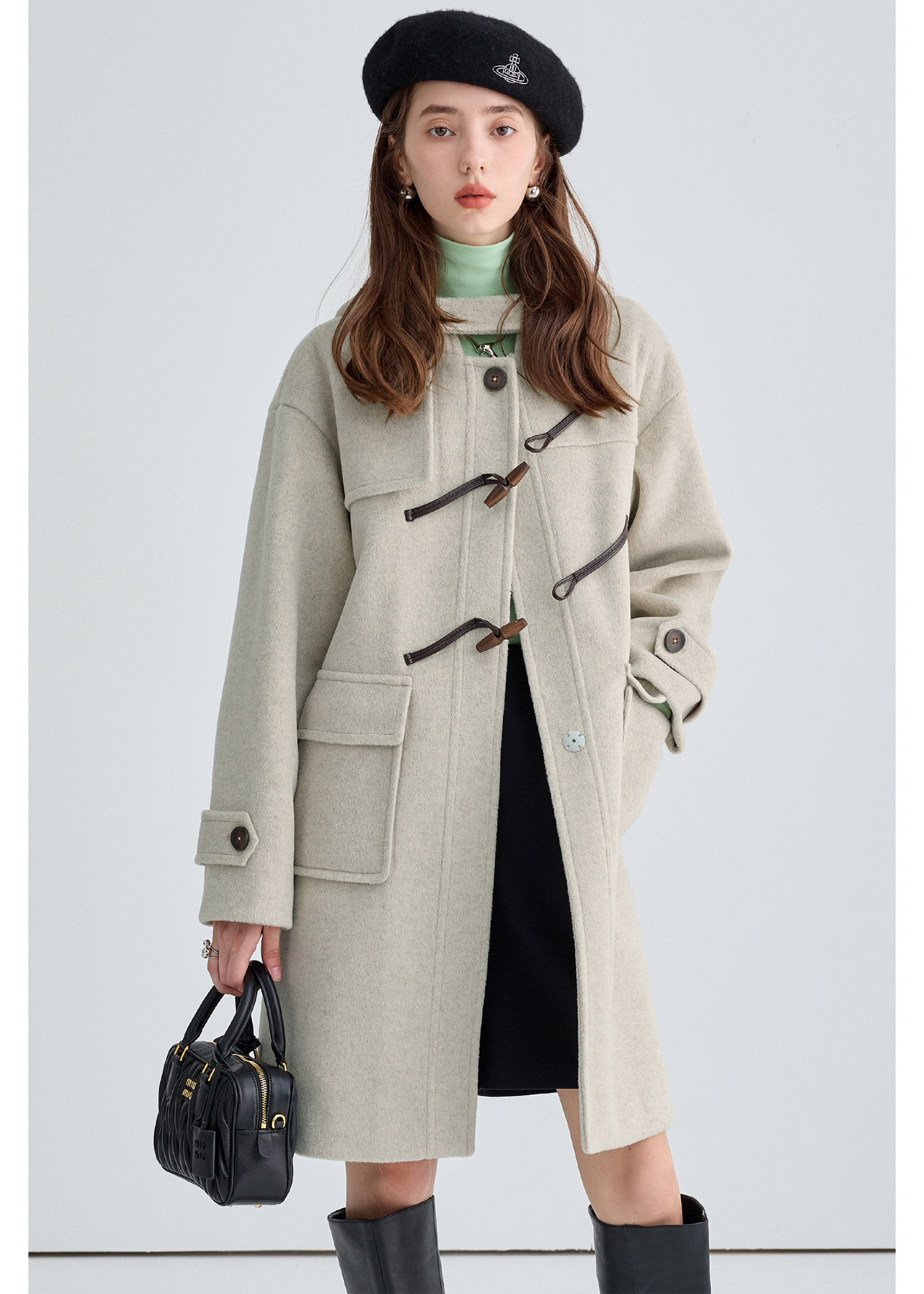 Winter Thick Woolen Coat With Horn Buttons - sneakershuborg