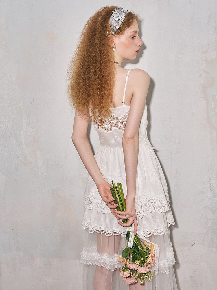 Romantic Hollow Embroidery Lace Camisole Dress - sneakershuborg