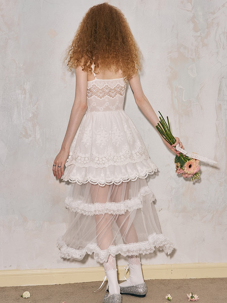 Romantic Hollow Embroidery Lace Camisole Dress - sneakershuborg