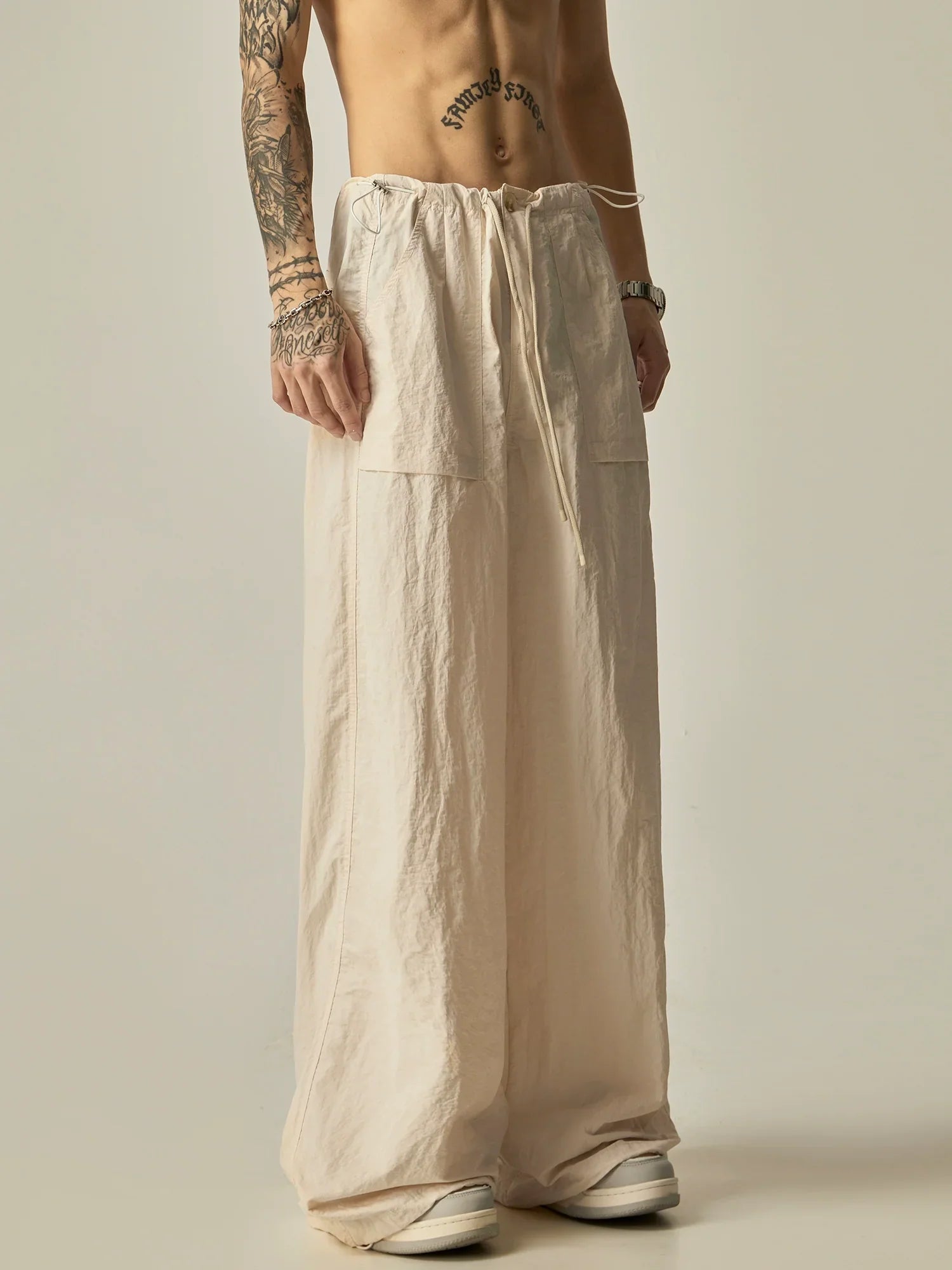 Wide-Leg Linen Drawstring Lounge Pants sneakershuborg