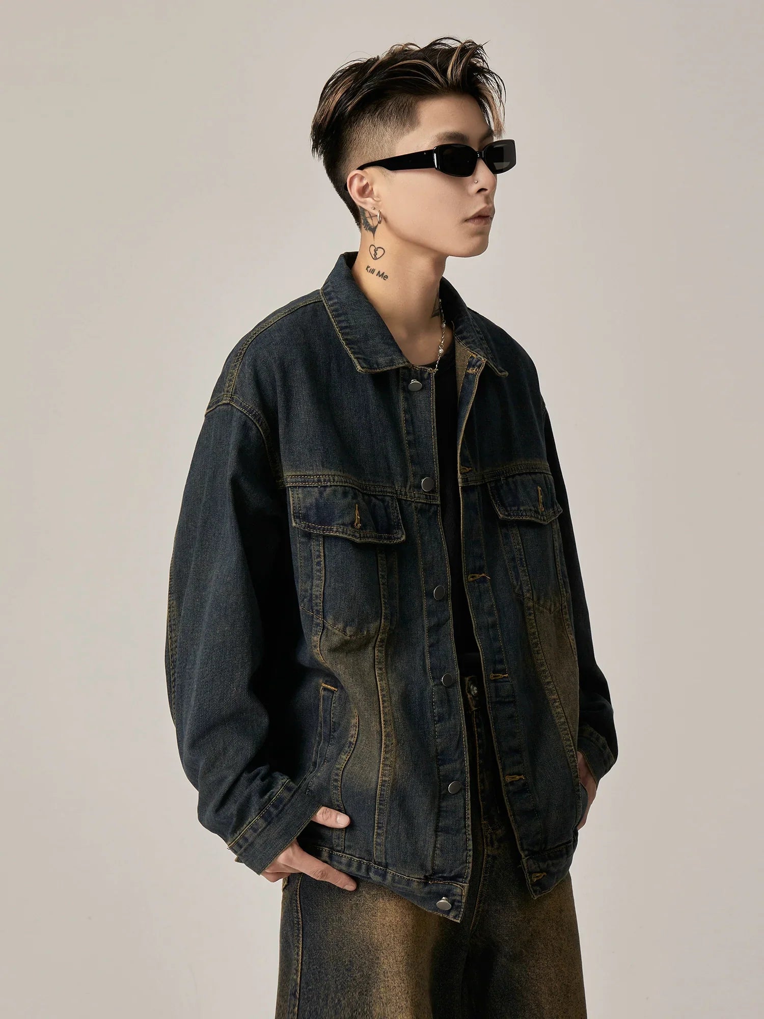 Sage Horizon Oversized Denim Trucker Jacket sneakershuborg