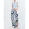 ABWEAR Whimsical Critter Doodle Wide-Leg Jeans sneakershuborg