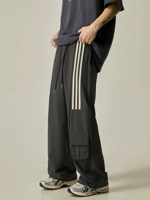 Wide-Leg Triple Stripe Cargo Track Pants sneakershuborg