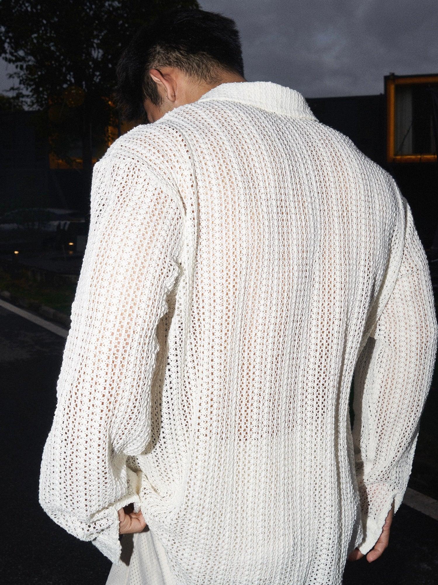 White Open-Knit Cardigan - sneakershuborg