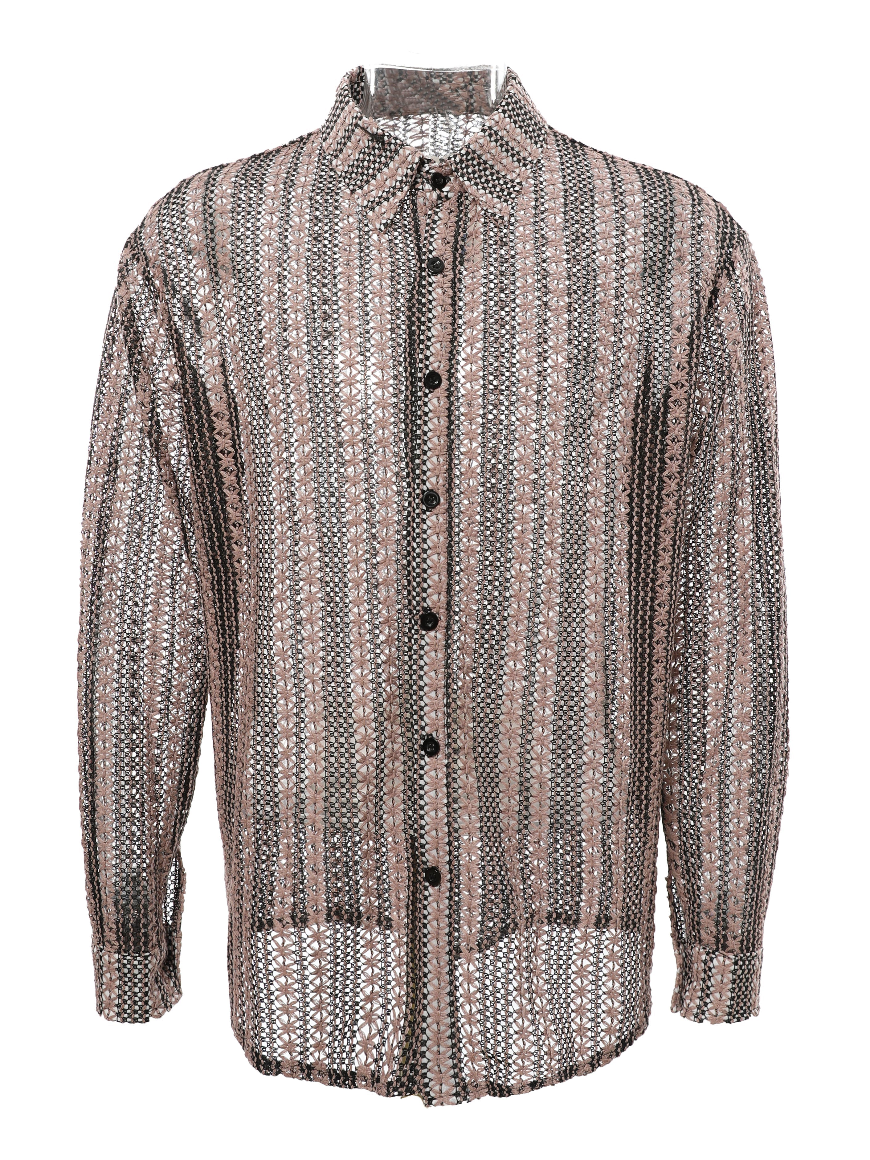 Sheer Patterned Button-Up Shirt sneakershuborg