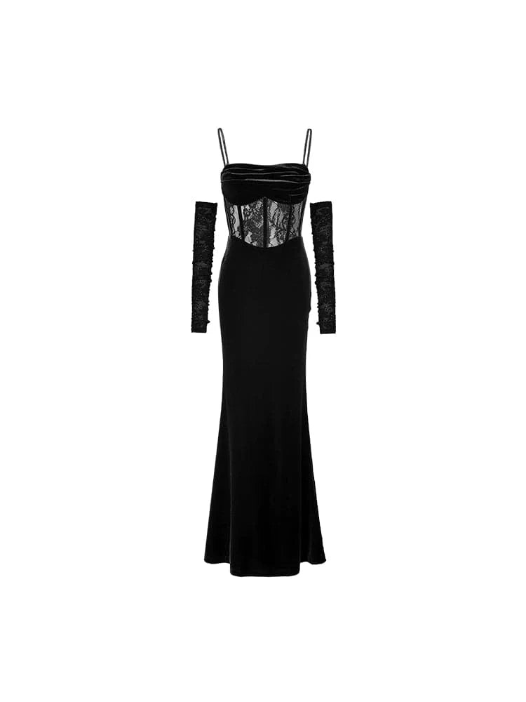 1Jinn Velvet Dress With Fishbone Straps - sneakershuborg