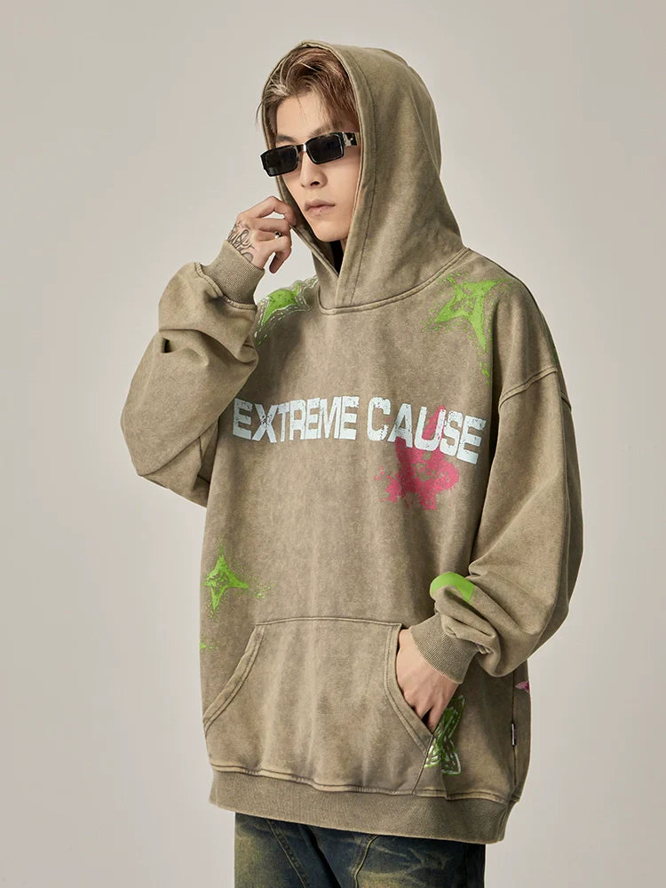 Extreme Cause Grunge Graphic Oversized Hoodie - sneakershuborg