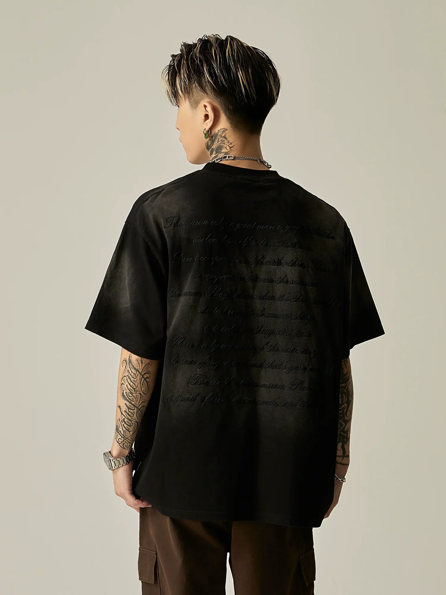 Tonal Embossed Logo Oversized Tee sneakershuborg