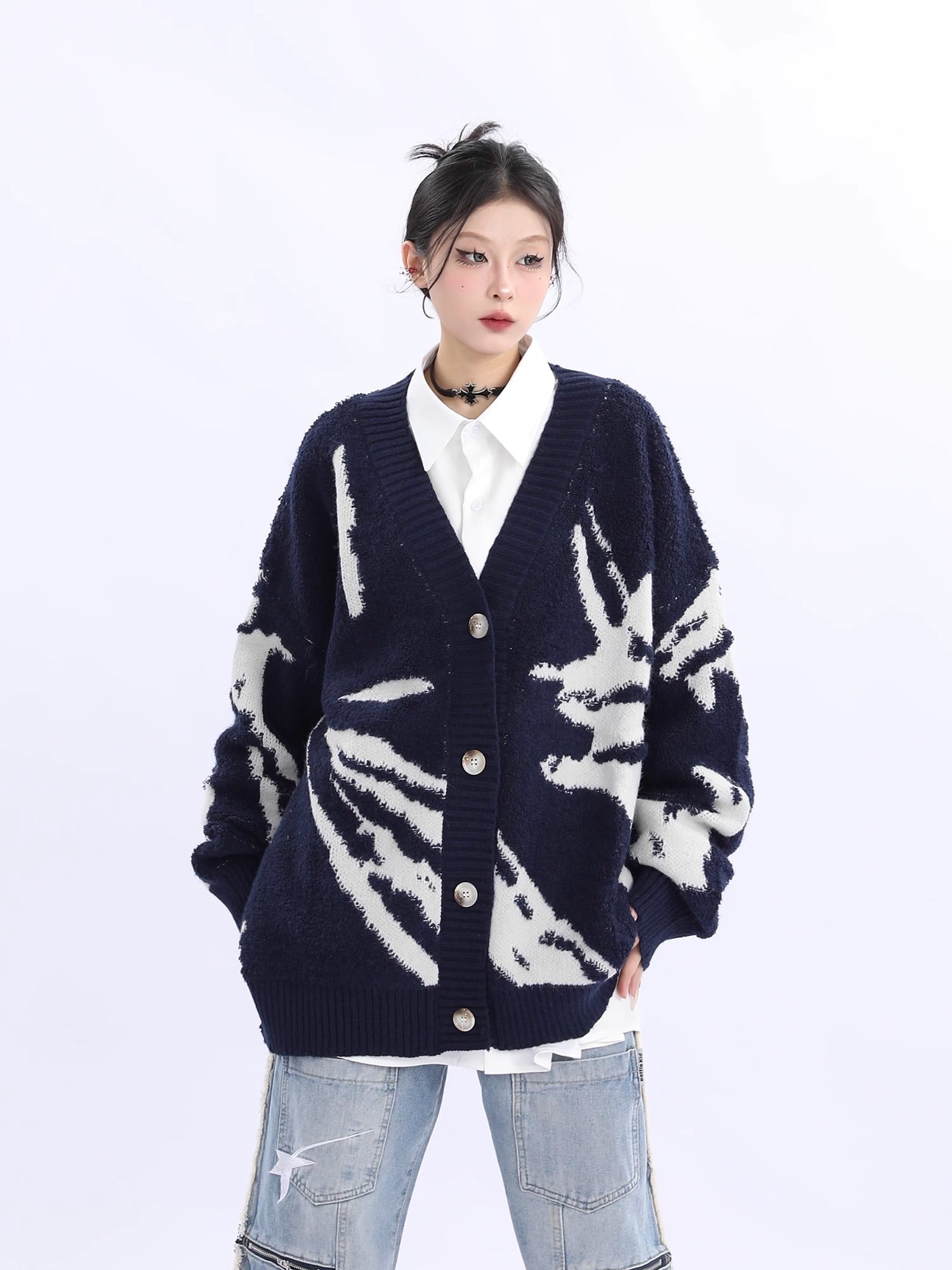 Abstract Pattern Knit Cardigan sneakershuborg