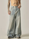 Ultra-Wide Leg Bleached Denim Jeans sneakershuborg