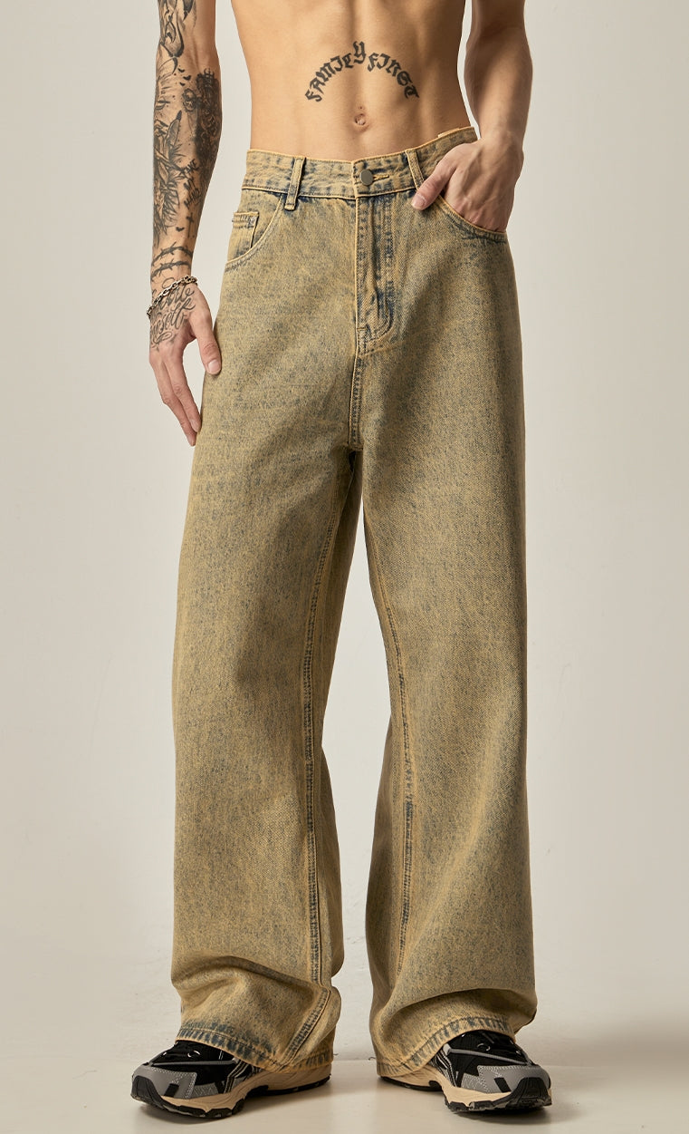 Vintage Wheat Wide-Leg Relaxed Fit Jeans sneakershuborg