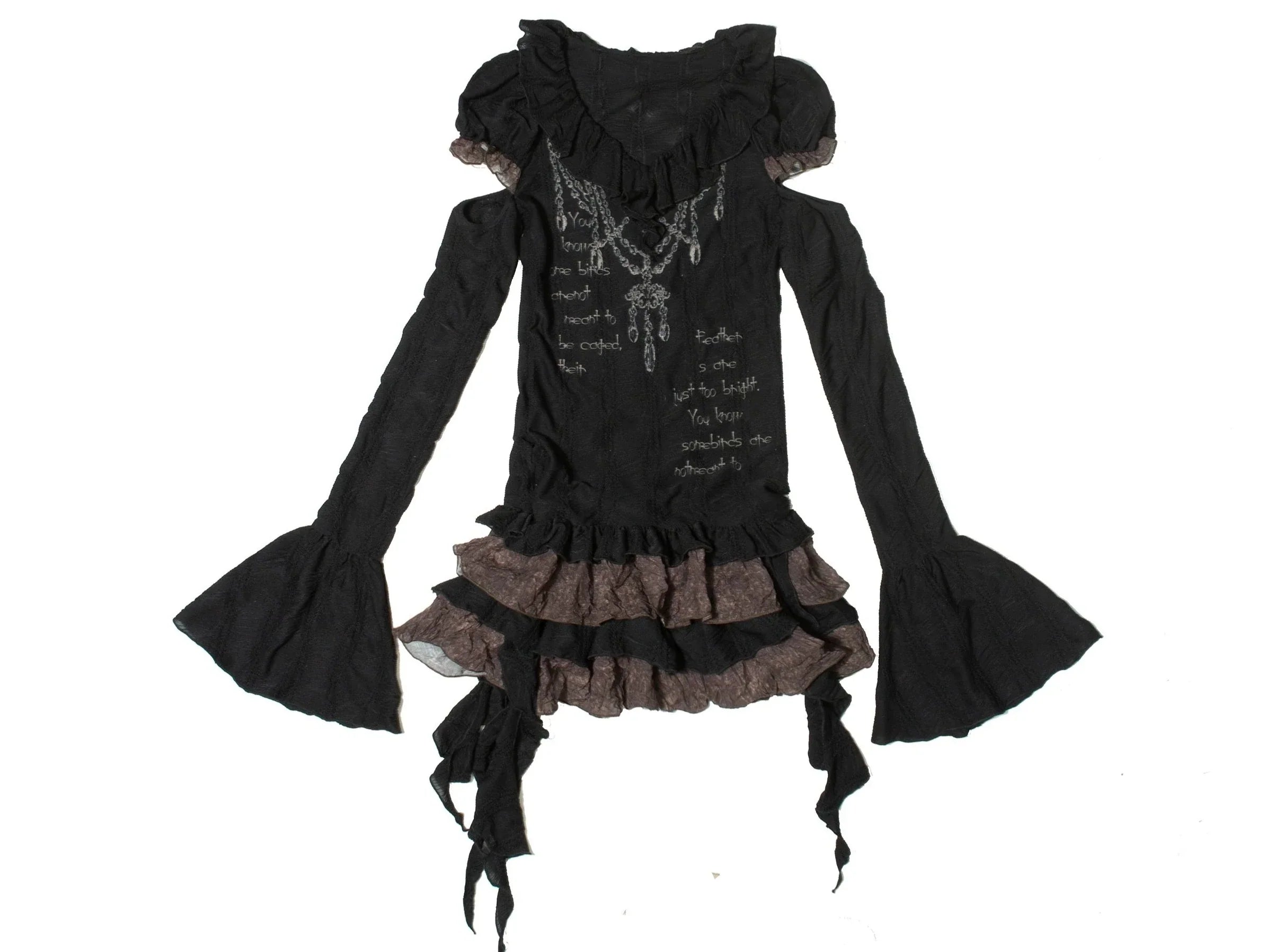 ARIADNAw Gothic Lolita Ruffled Mini Dress - Black/Brown (Women's) - sneakershuborg