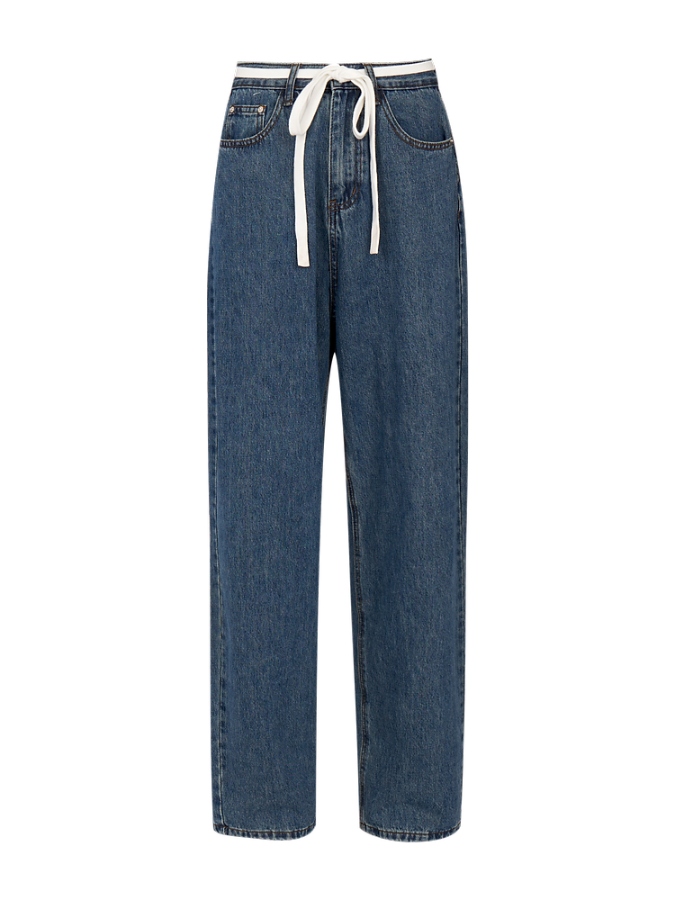 Wide-Leg Belted Denim Jeans sneakershuborg