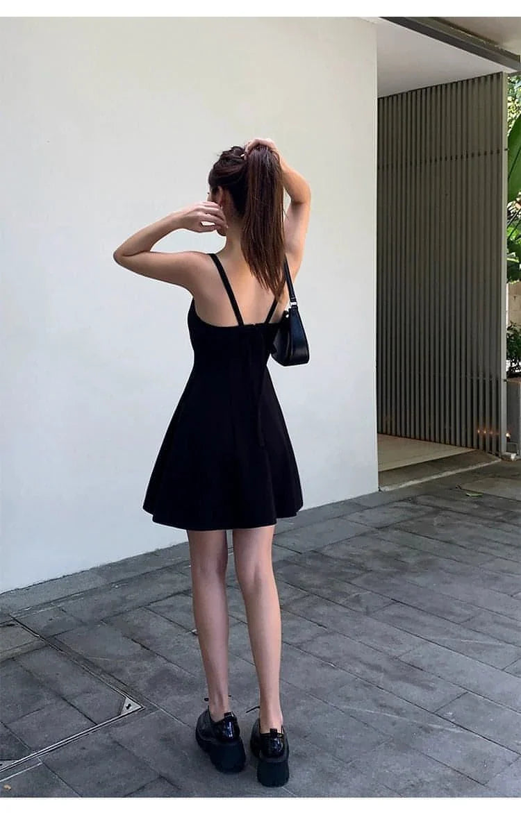 Summer Collection: Black Square-Neck A-Line Dress - sneakershuborg