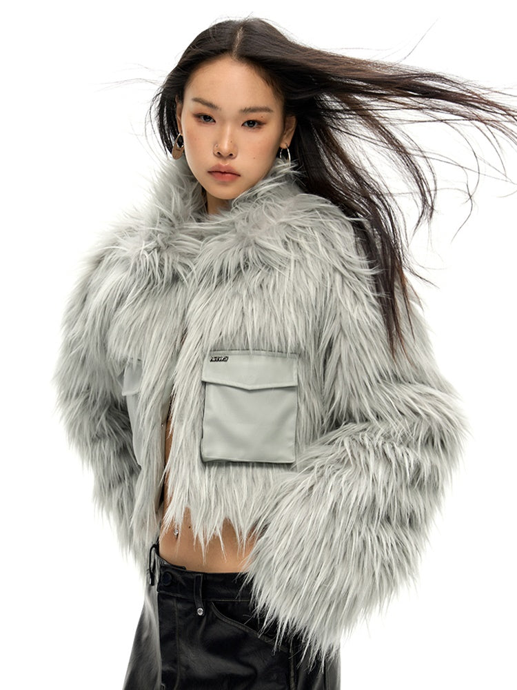 Work Pocket Long Hair Short Eco-Friendly Fur Jacket - sneakershuborg