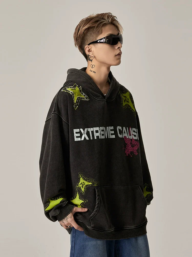 Extreme Cause Grunge Graphic Oversized Hoodie - sneakershuborg