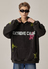 Extreme Cause Grunge Graphic Oversized Hoodie - sneakershuborg