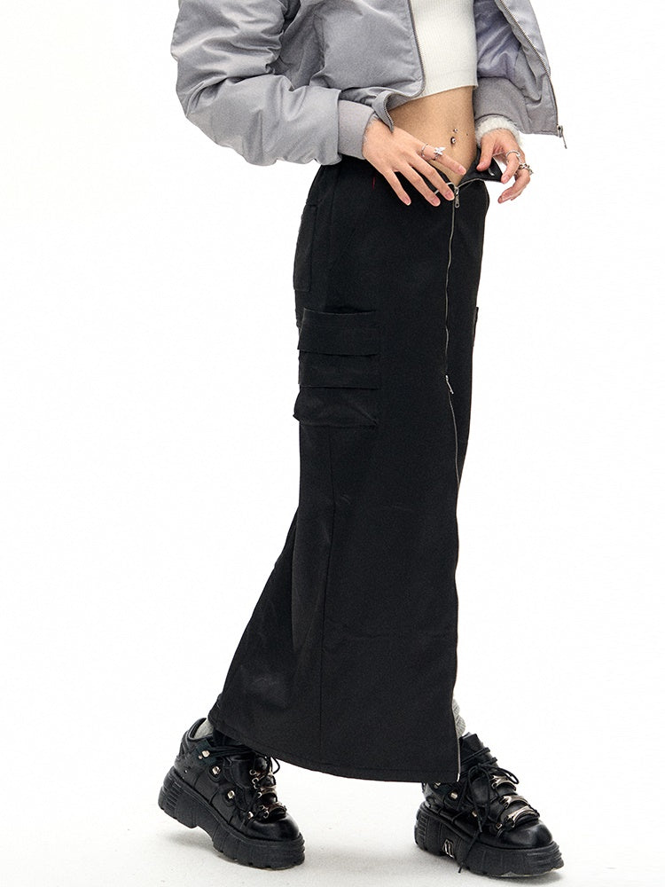 Zippered Slit Work Skirt - sneakershuborg