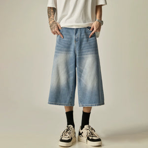 Charcoal Wide-Leg Cropped Denim Culottes sneakershuborg