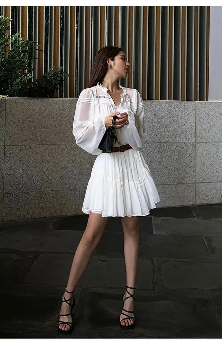 Summer French Style White Shirt Dress - sneakershuborg