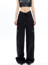 Wide-Leg Cargo Pants with Collar Waistband sneakershuborg