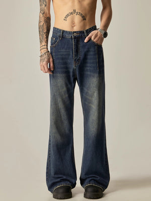 Vintage Wash Wide-Leg Flare Jeans sneakershuborg