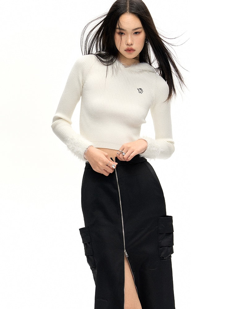 Zippered Slit Work Skirt - sneakershuborg