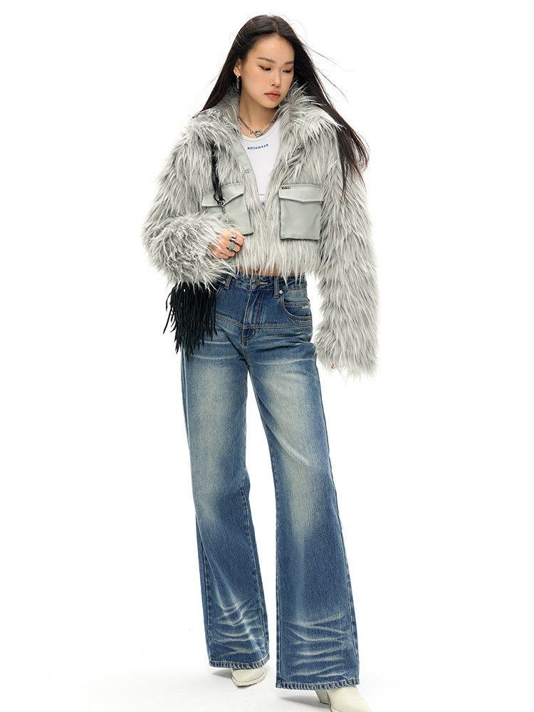 Work Pocket Long Hair Short Eco-Friendly Fur Jacket - sneakershuborg