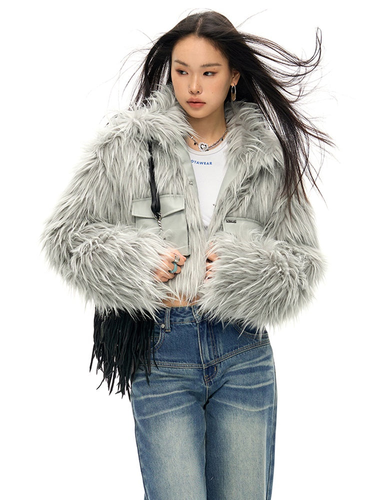 Work Pocket Long Hair Short Eco-Friendly Fur Jacket - sneakershuborg