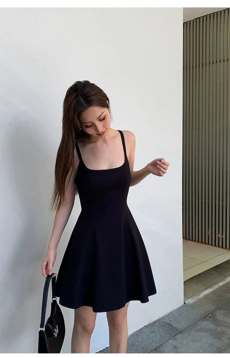 Summer Collection: Black Square-Neck A-Line Dress - sneakershuborg