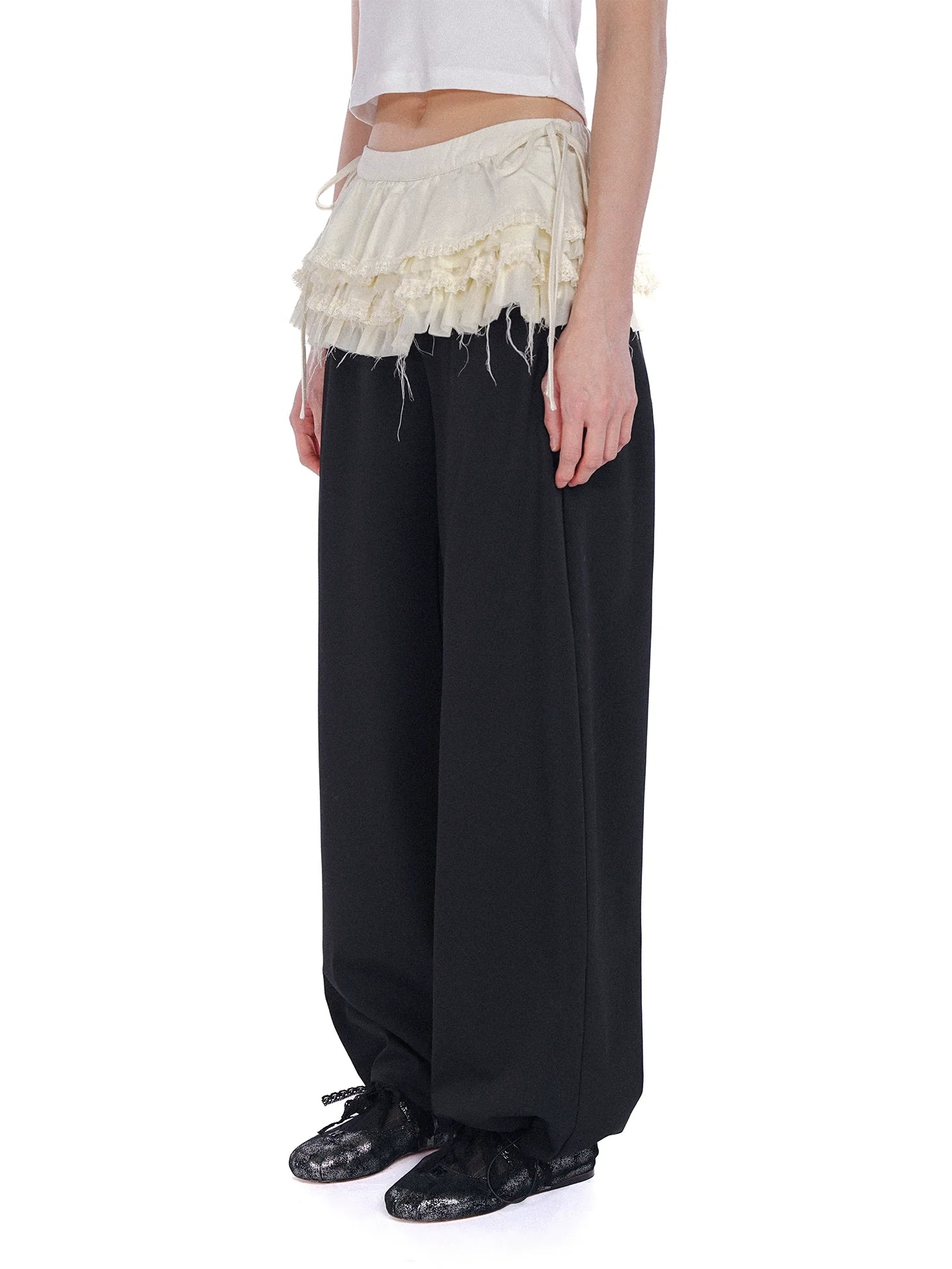 Adjustable Hem Lace Layered Cake Skirt Trousers - sneakershuborg