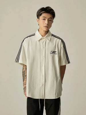 Triple Stripe Racing Button-Up Shirt sneakershuborg