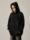 Oversized Black Embroidered Zip-Up Hoodie sneakershuborg