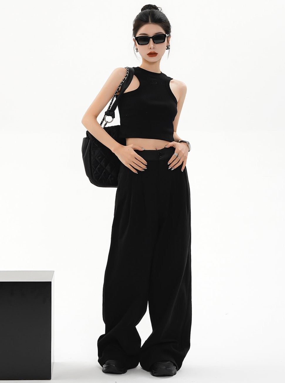 Wide-Leg Palazzo Pants - High-Waisted Loose Fit Trousers sneakershuborg