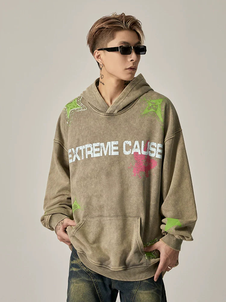 Extreme Cause Grunge Graphic Oversized Hoodie - sneakershuborg