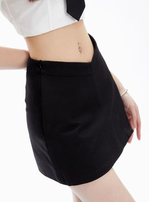 Waist V-shaped Wrapped Split A-line Short Skirt sneakershuborg