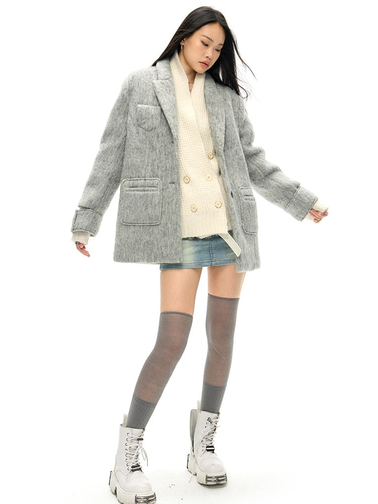 Wool Blend Oversize Jacket Coat - sneakershuborg