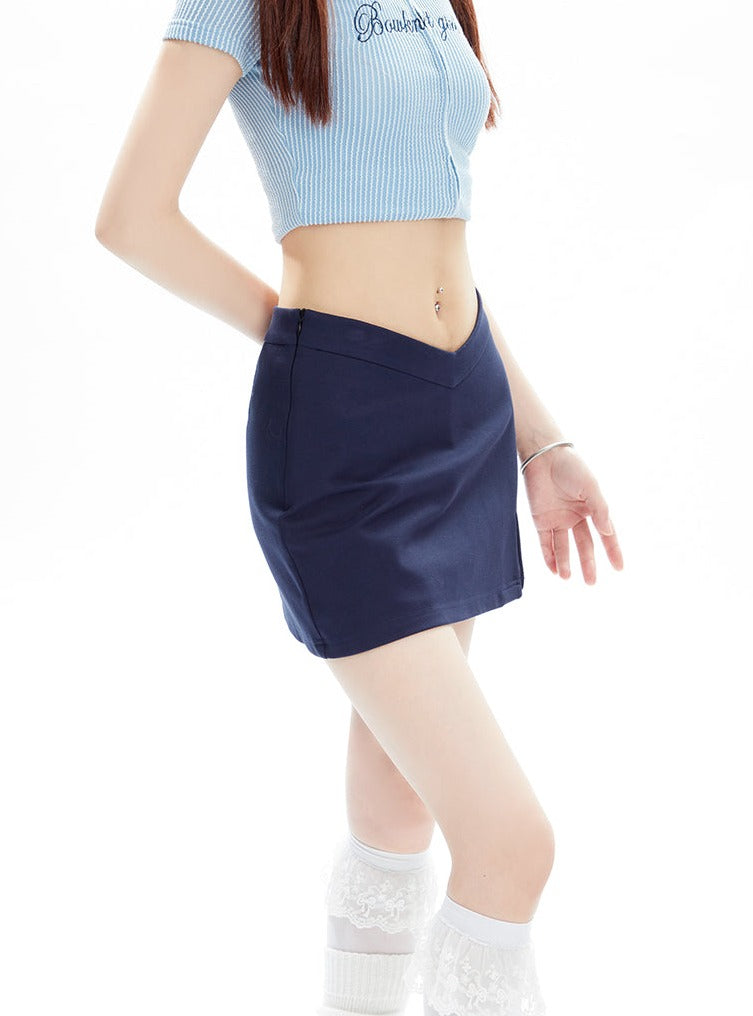 Waist V-shaped Wrapped Split A-line Short Skirt sneakershuborg